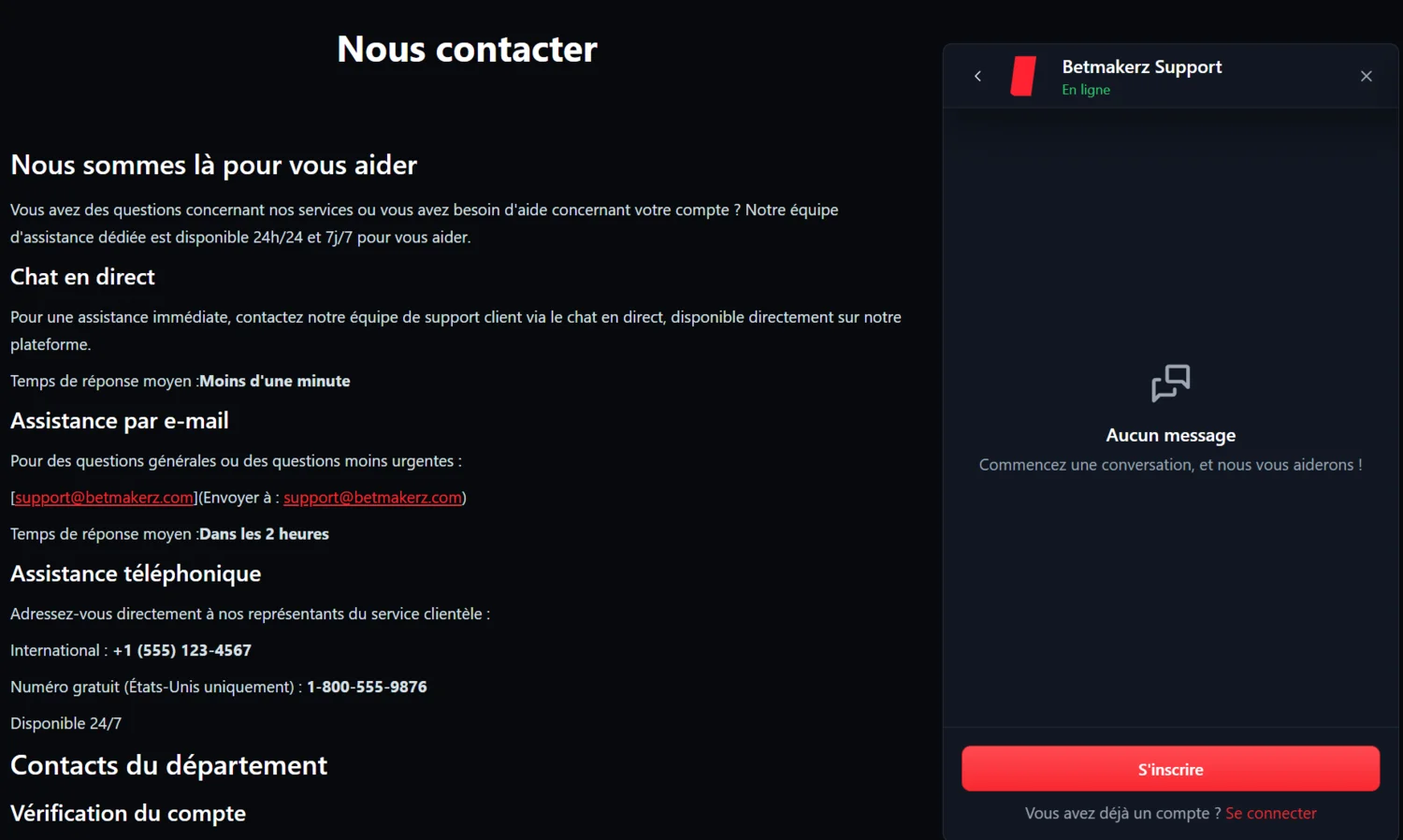 Casino Betmakerz support
